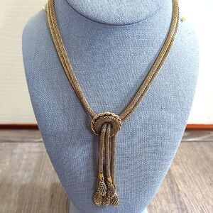 Vintage Kramer NY Double Mesh Gold Knot Necklace